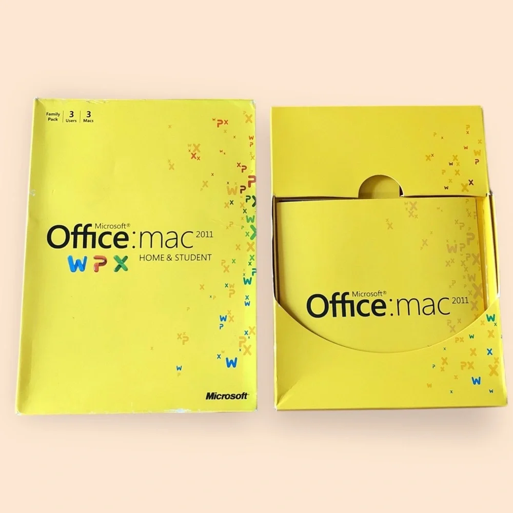 Microsoft Office: Mac 2011 Home & Student Yellow Family Pack Software Open Box